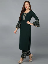 Women Poly Georgette Embroidered Kurta Palazzo